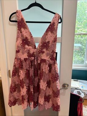 Lulu's Blush-Pink Lace Trim Dress